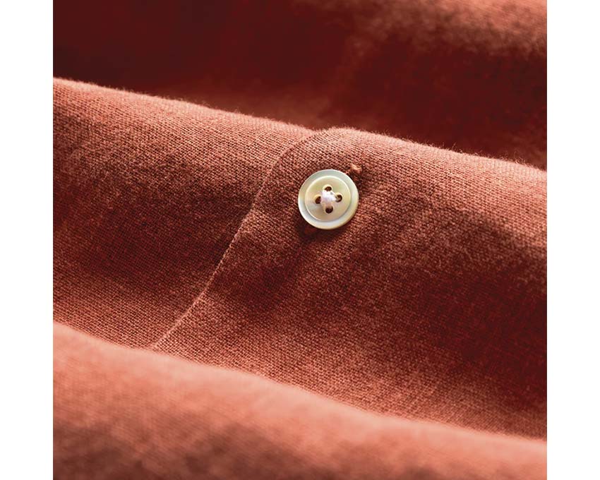 Portuguese Flannel Linen Camp Collar Terracota - Image 2